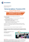 Photo CP Remise des diplômes / Promotions 2018 de l'EDM et parcours DPER
